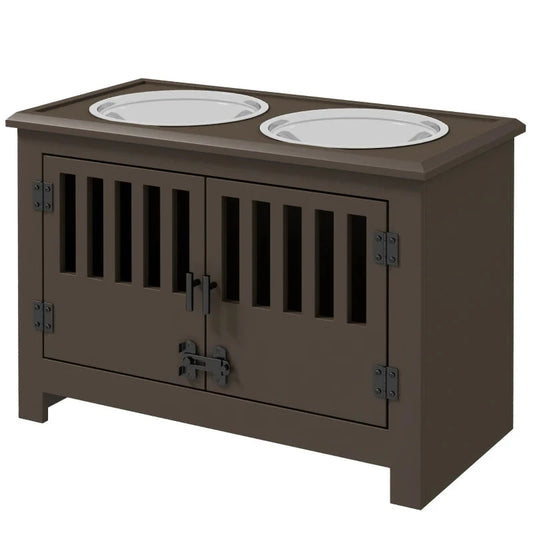 Espresso Elevated Dog Feeding Station